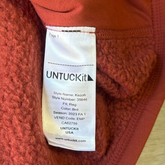 Untuckit Fleece Full-Zip sweater red size L NWOT - Picture 6 of 7
